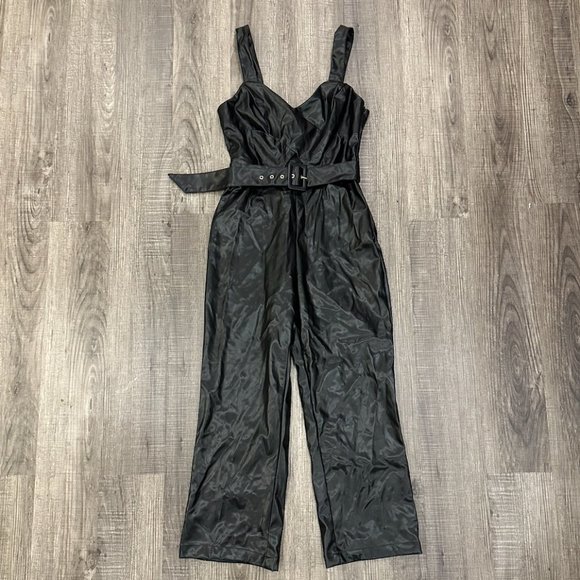 Black Leather Jumpsuit - Picture 1 of 2